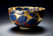 Kintsugi Art – Taking broken pieces of clay and binding them together with gold to create one complete beautiful work of art.